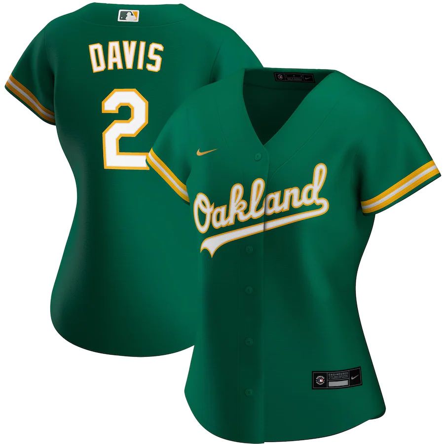 Womens Oakland Athletics 2 Khris Davis Nike Green Alternate Replica Player MLB Jerseys